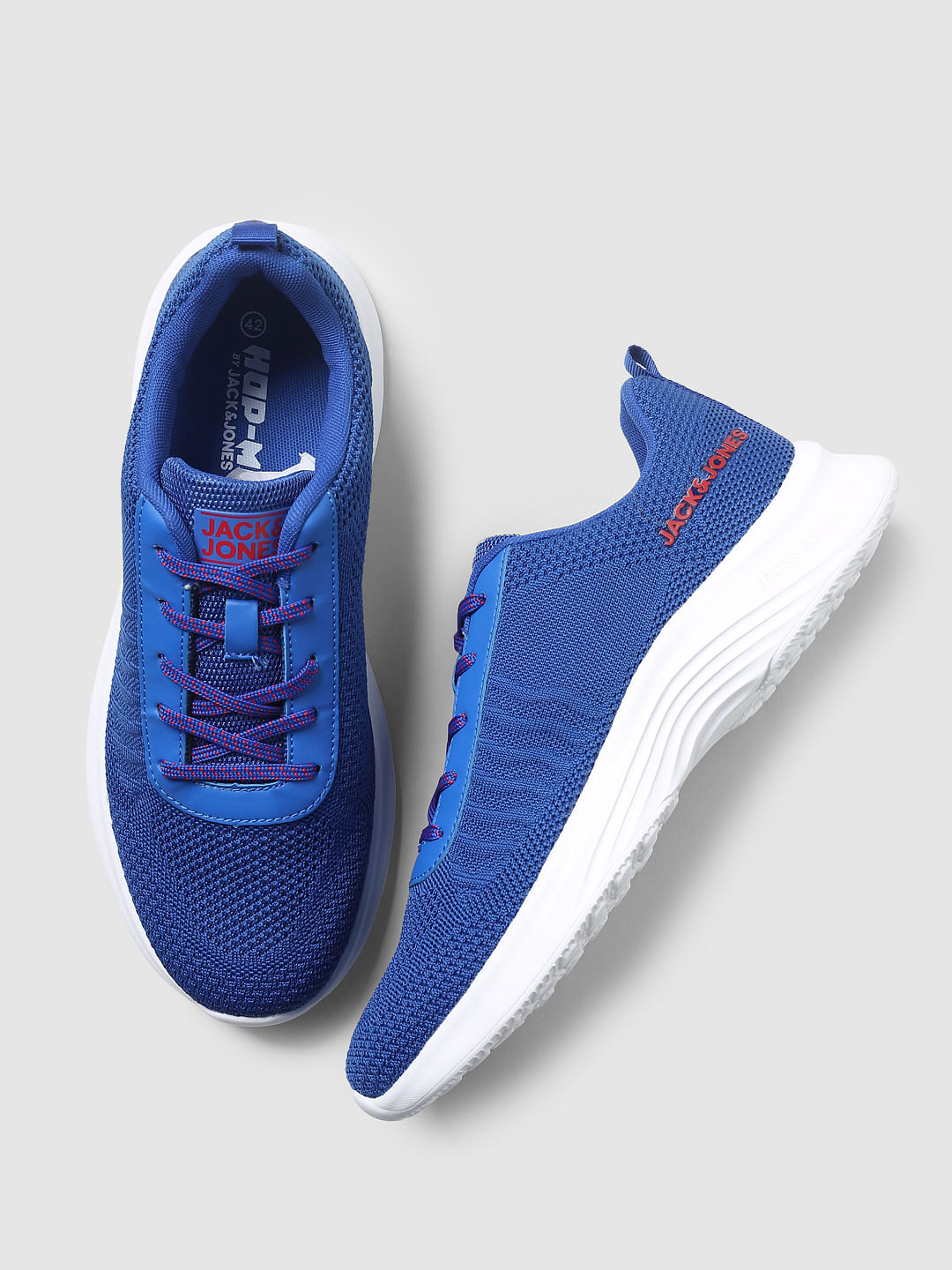 Blue Mesh Lace-Up Sneakers