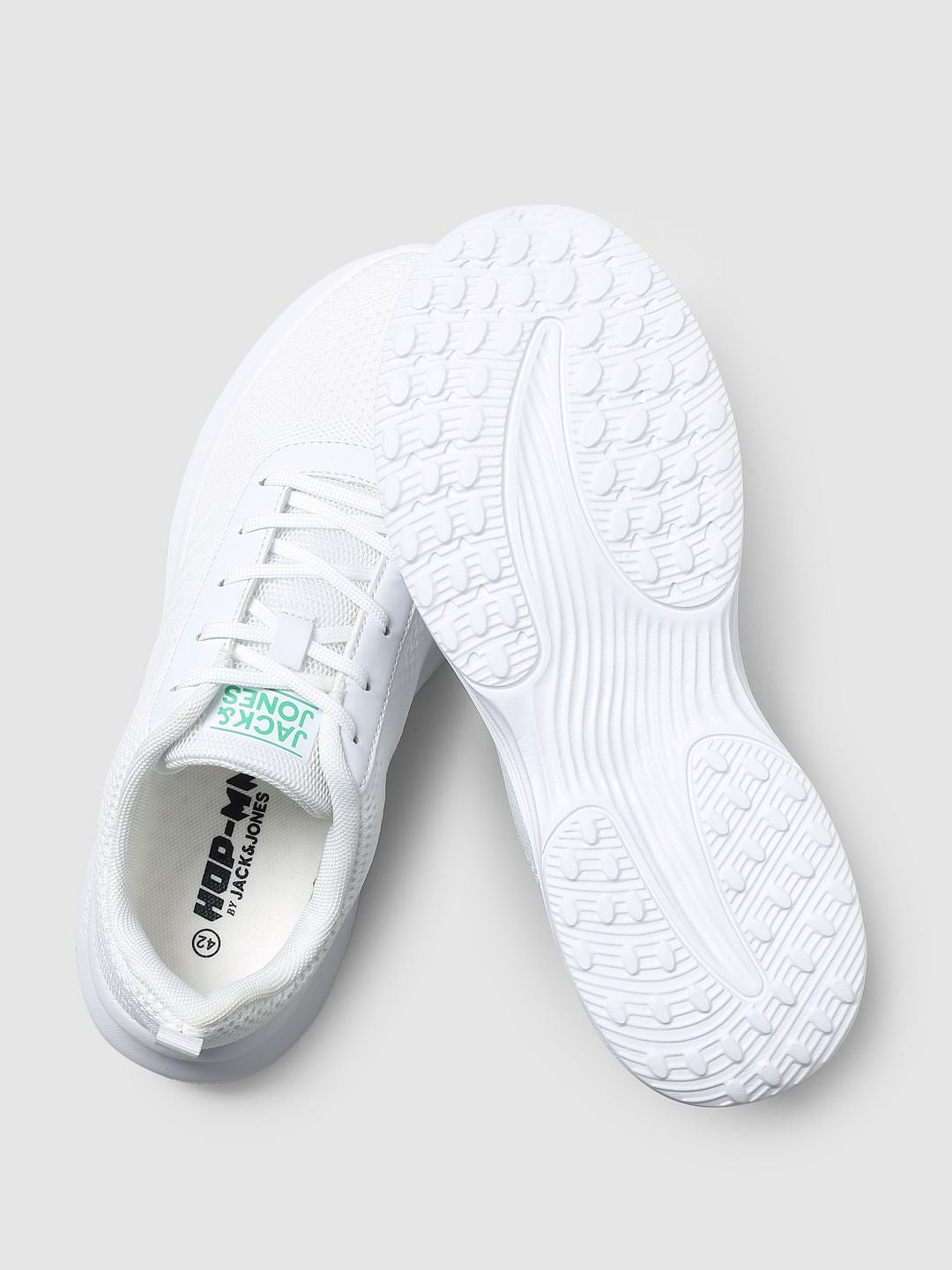 White Lace-Up Mesh Sneakers