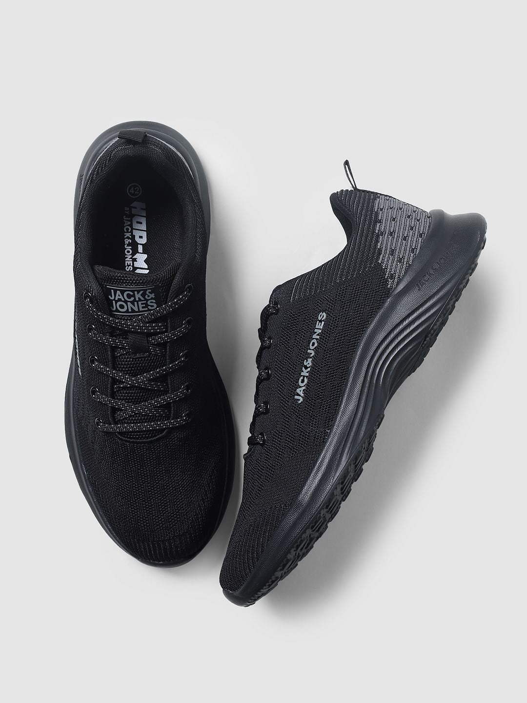 Black Mesh Logo Print Sneakers