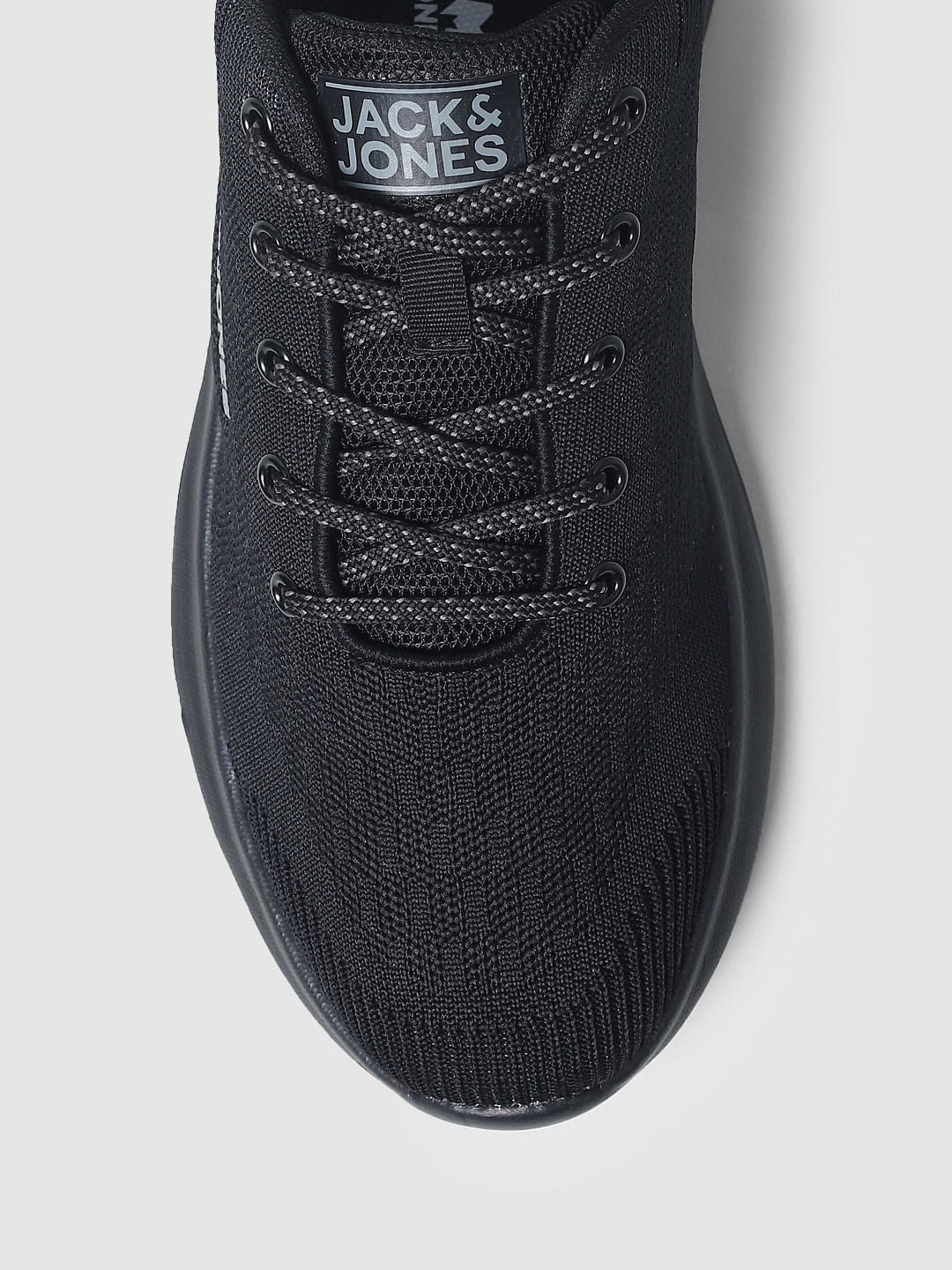 Black Mesh Logo Print Sneakers