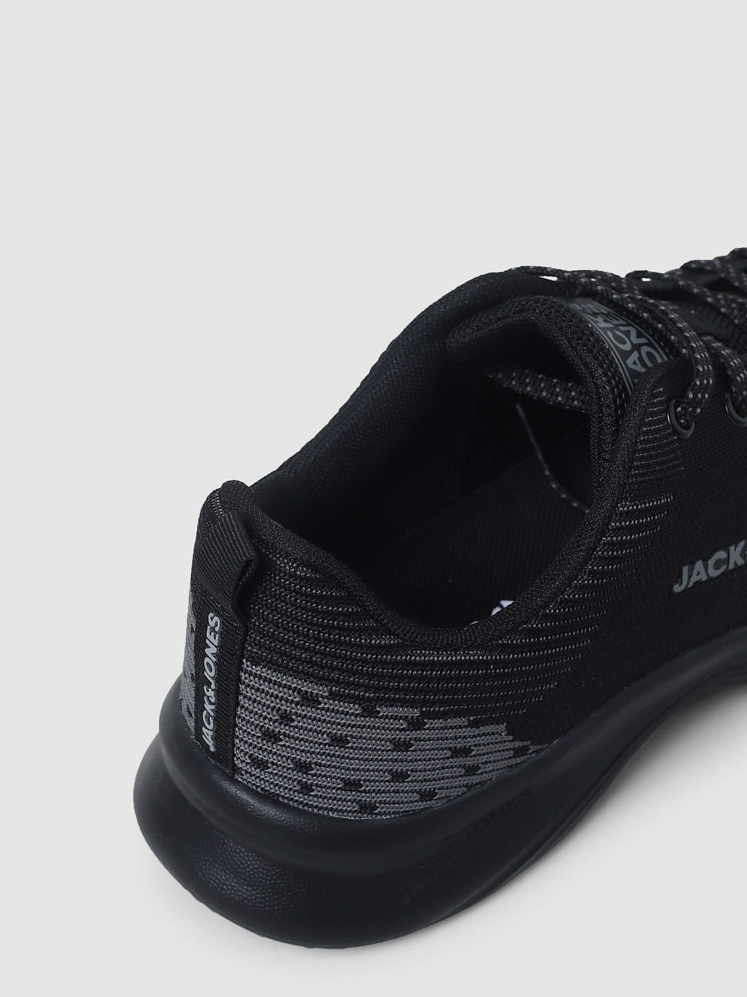 Black Mesh Logo Print Sneakers