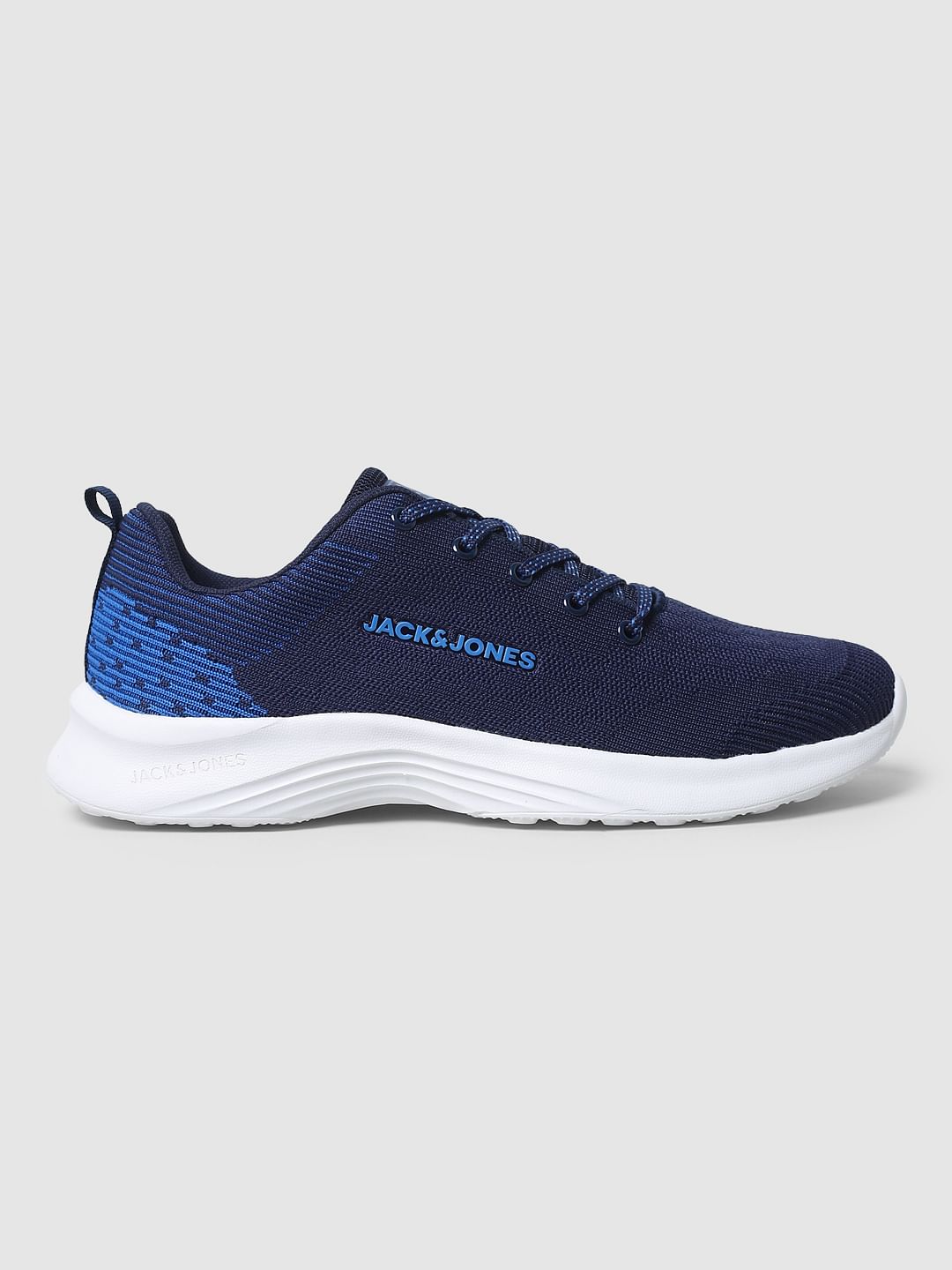 Blue Mesh Logo Print Sneakers