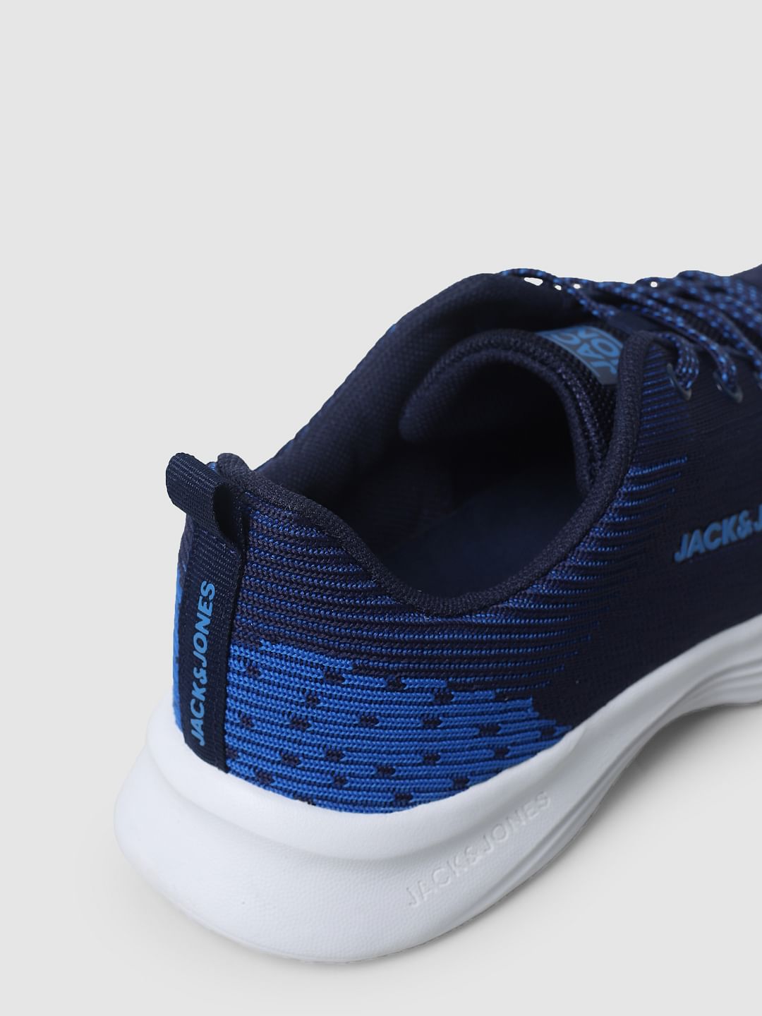 Blue Mesh Logo Print Sneakers