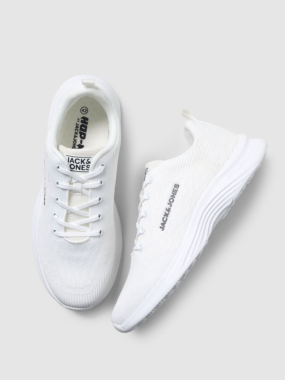 White Mesh Logo Print Sneakers
