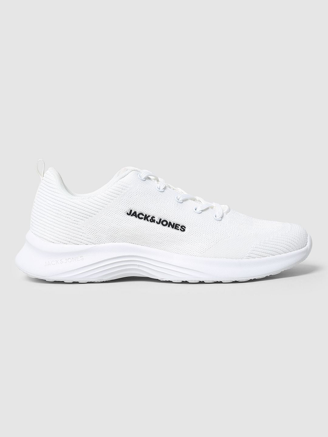 White Mesh Logo Print Sneakers