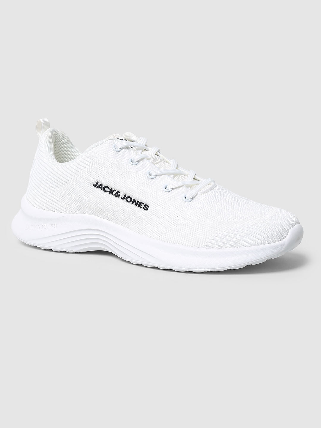 White Mesh Logo Print Sneakers