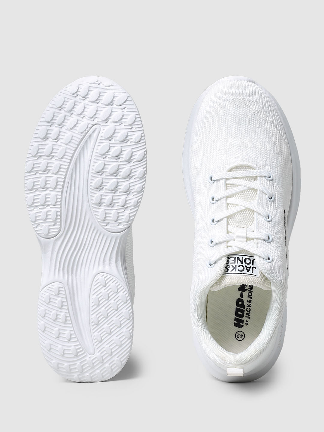 White Mesh Logo Print Sneakers