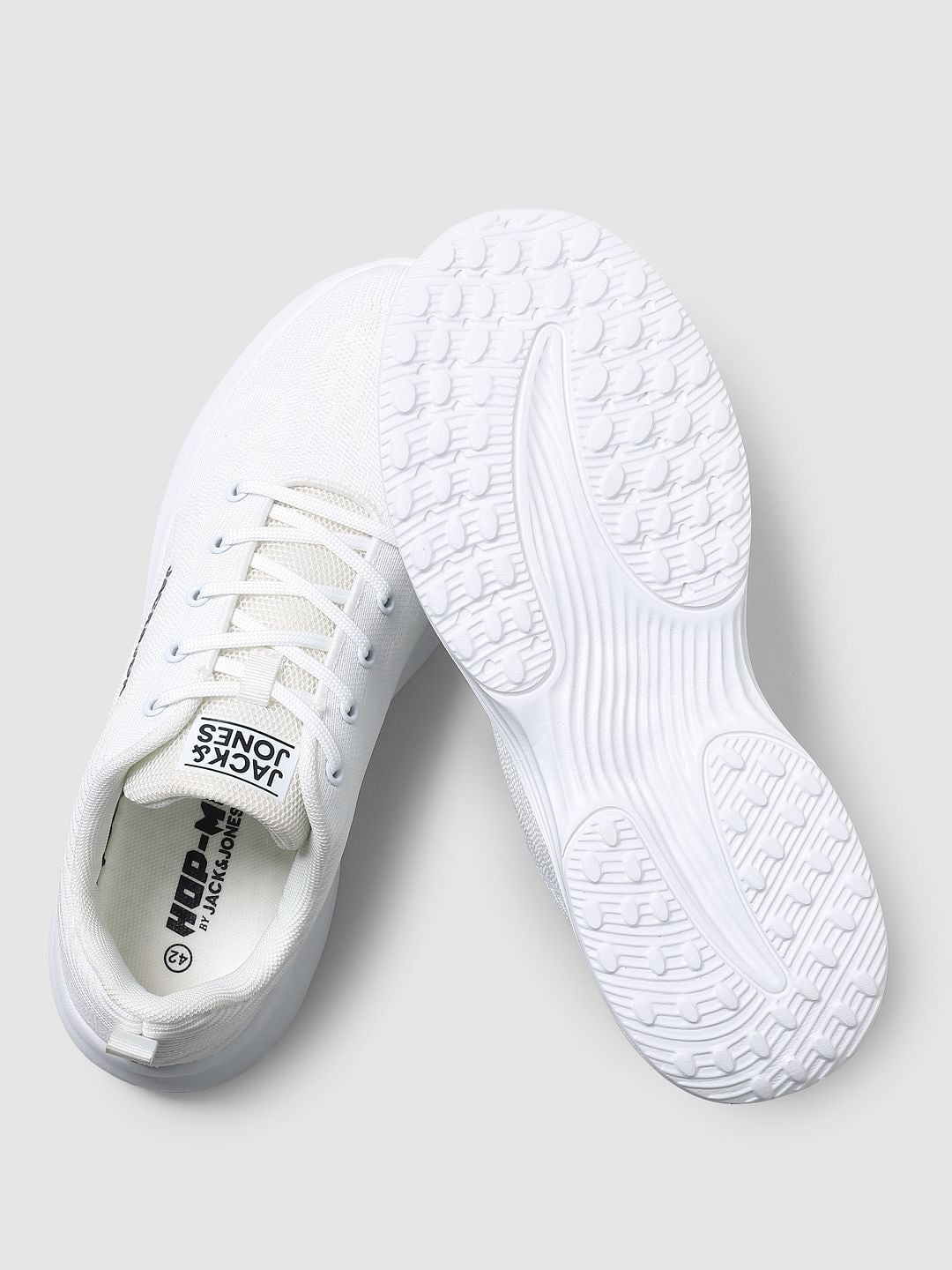 White Mesh Logo Print Sneakers