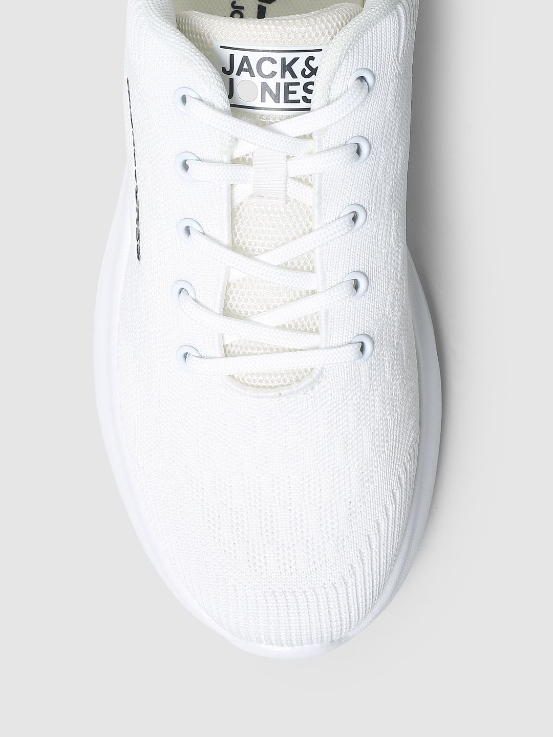 White Mesh Logo Print Sneakers