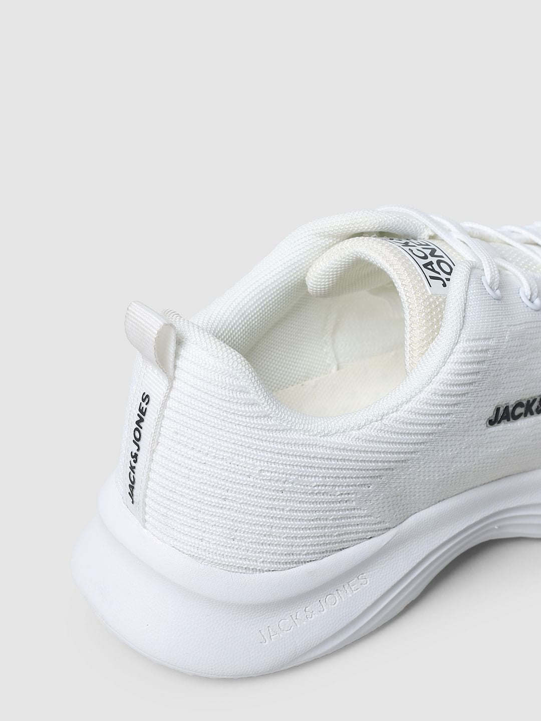 White Mesh Logo Print Sneakers