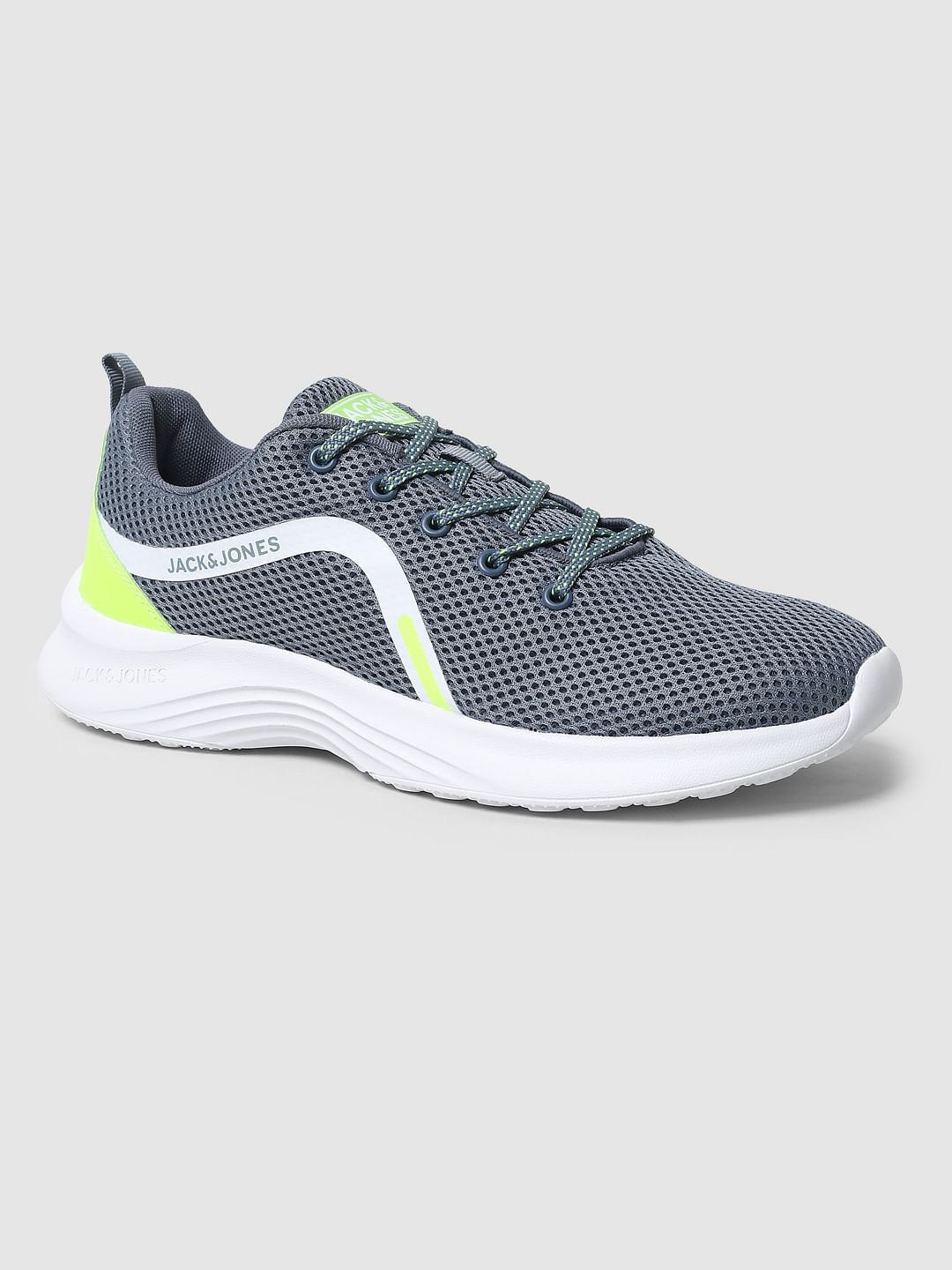 Grey Mesh Lace-Up Sneakers