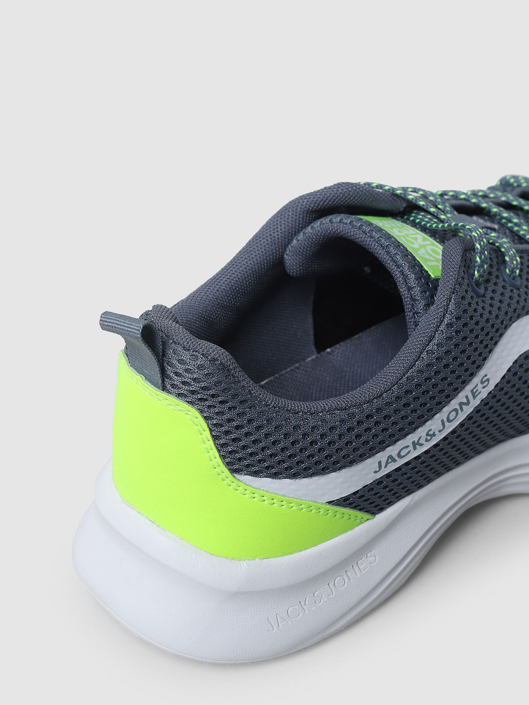 Grey Mesh Lace-Up Sneakers