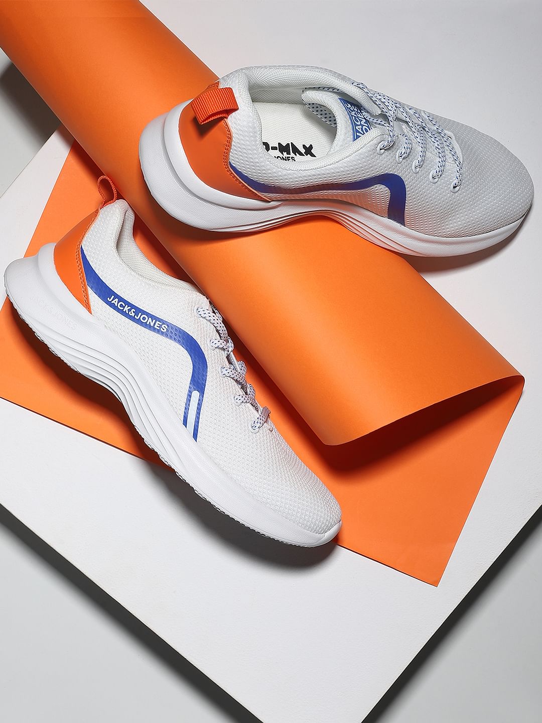 White Mesh Lace-Up Sneakers