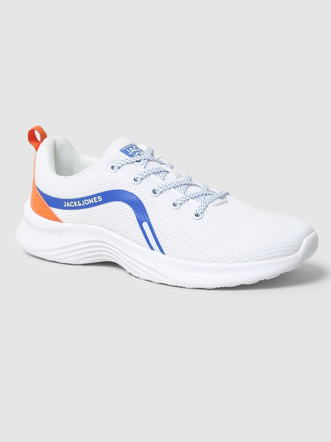 White Mesh Lace-Up Sneakers