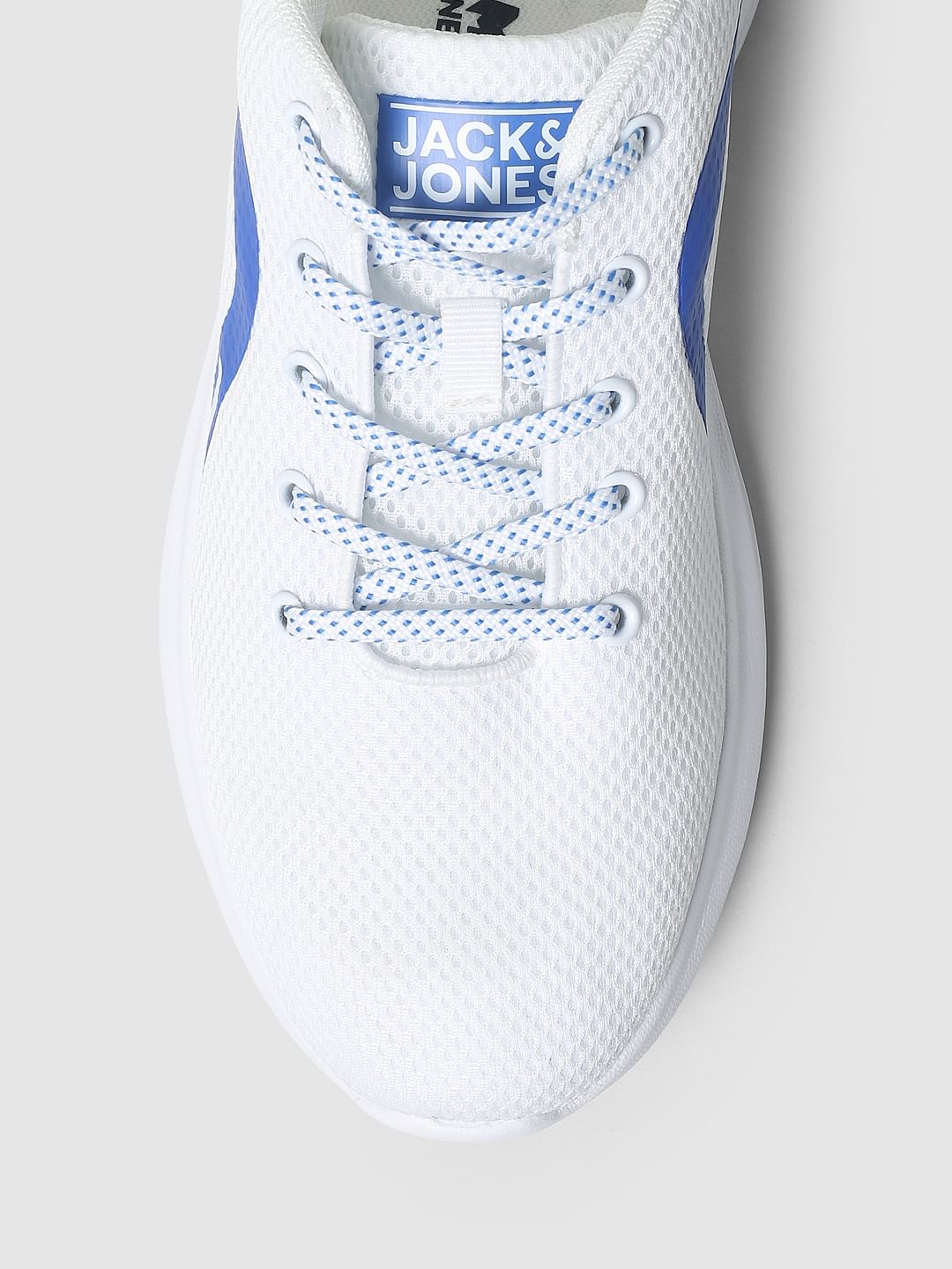 White Mesh Lace-Up Sneakers