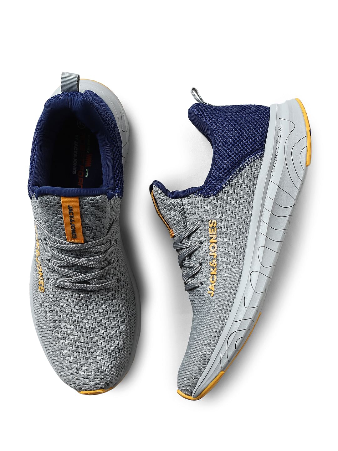 Grey Mesh Mid-Top Lace-Up Sneakers