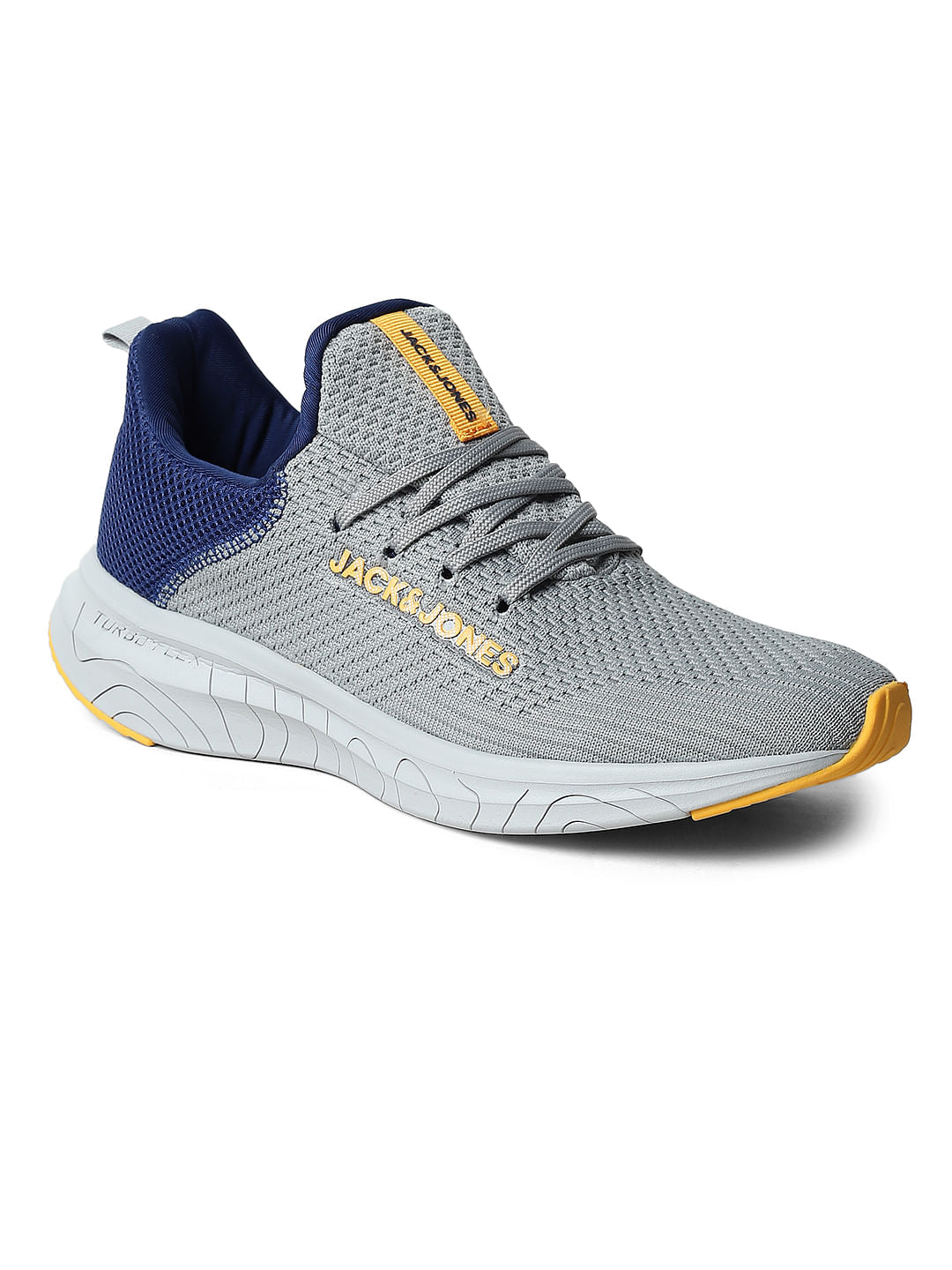 Grey Mesh Mid-Top Lace-Up Sneakers