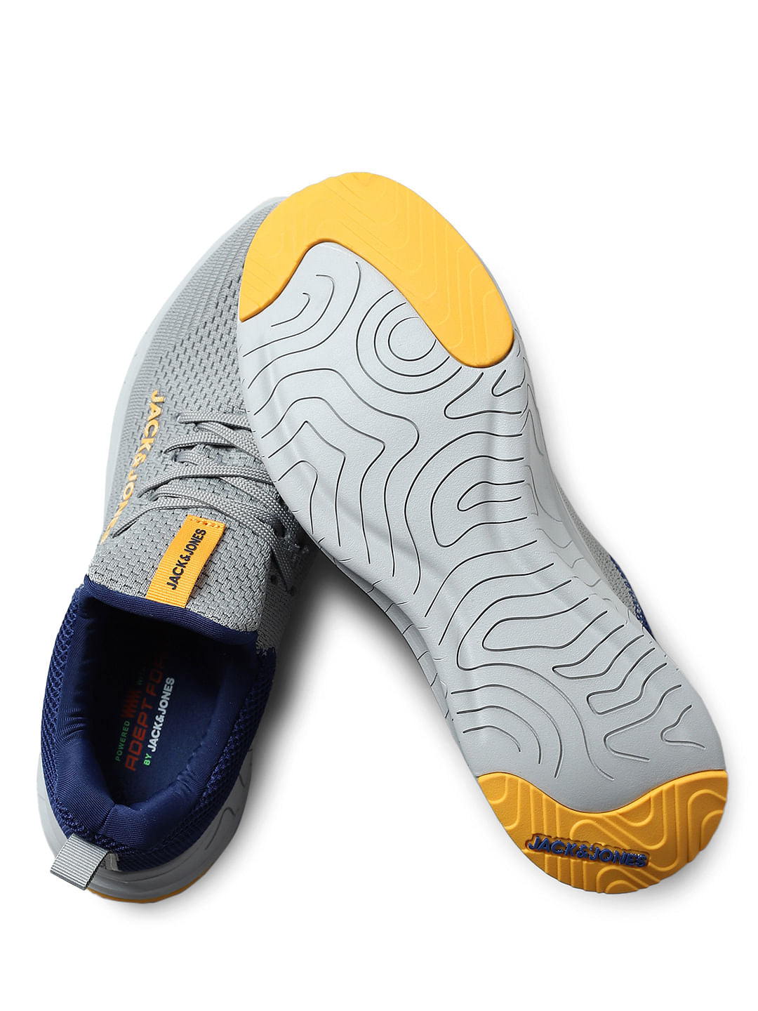 Grey Mesh Mid-Top Lace-Up Sneakers