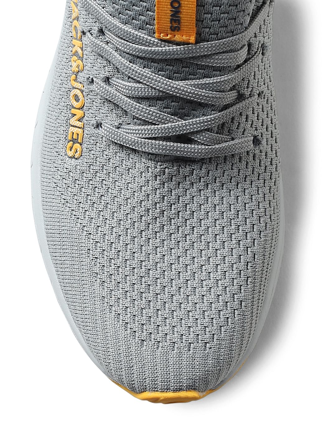 Grey Mesh Mid-Top Lace-Up Sneakers