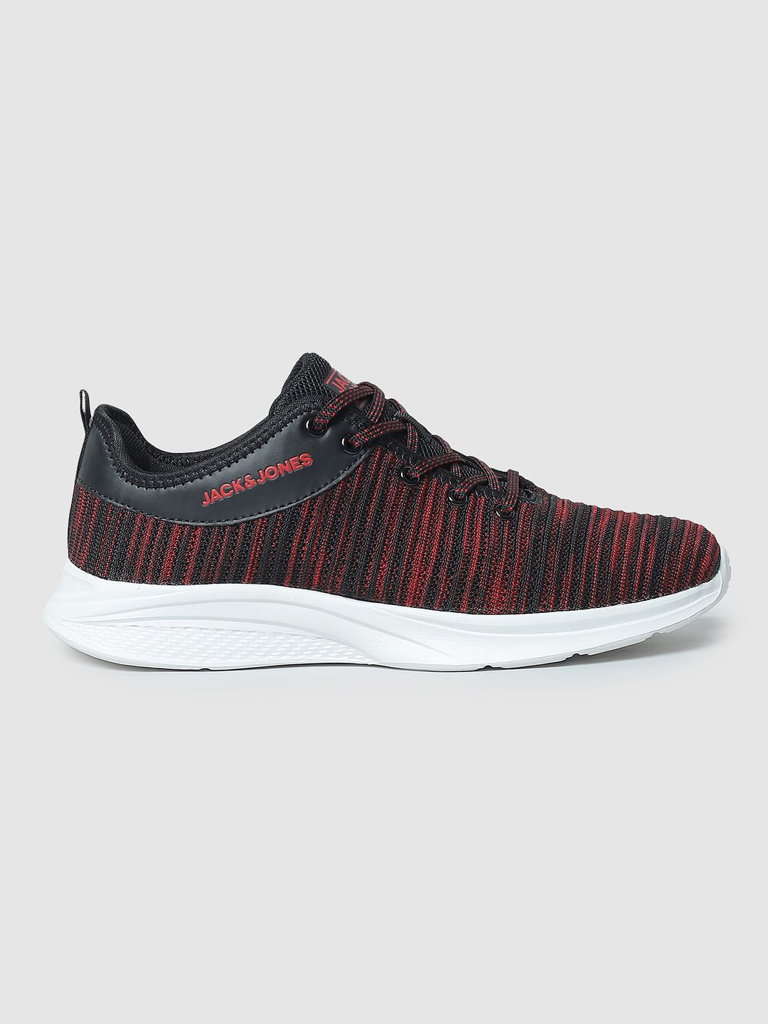 Black & Red Printed Lace-Up Sneakers