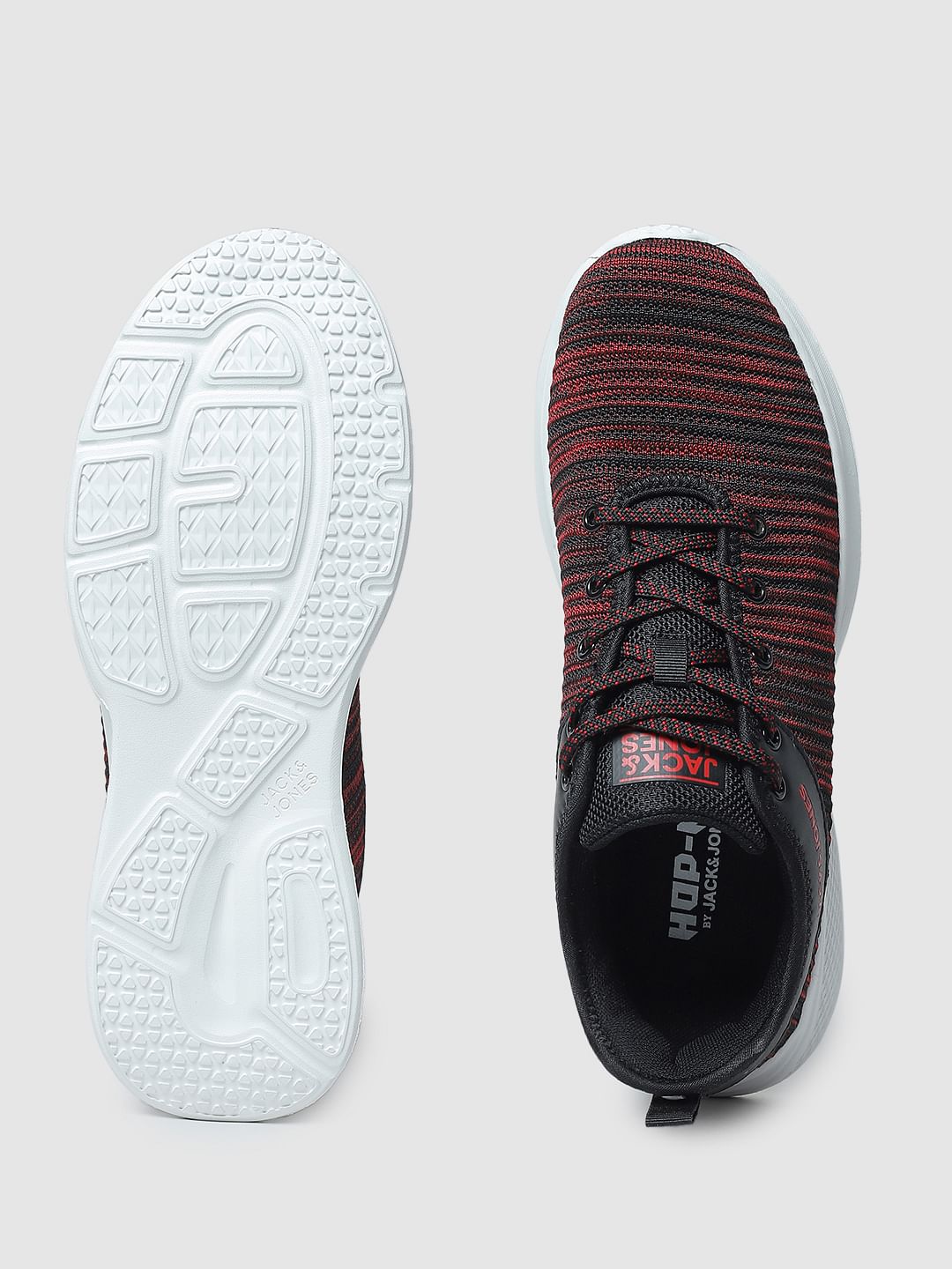 Black & Red Printed Lace-Up Sneakers