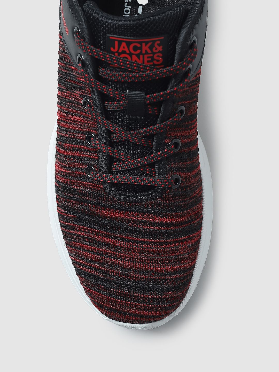 Black & Red Printed Lace-Up Sneakers