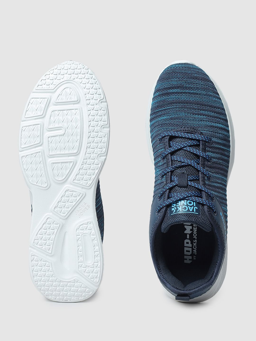 Blue & Black Printed Lace-Up Sneakers