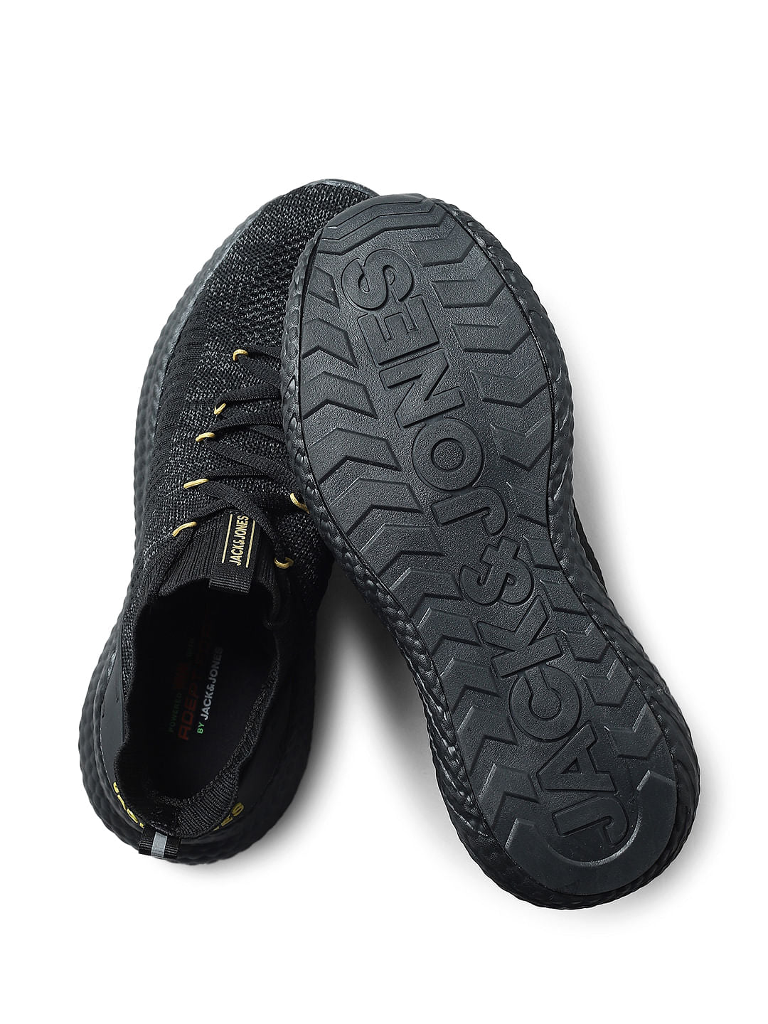 Black Mid-Top Lace-Up Sneakers