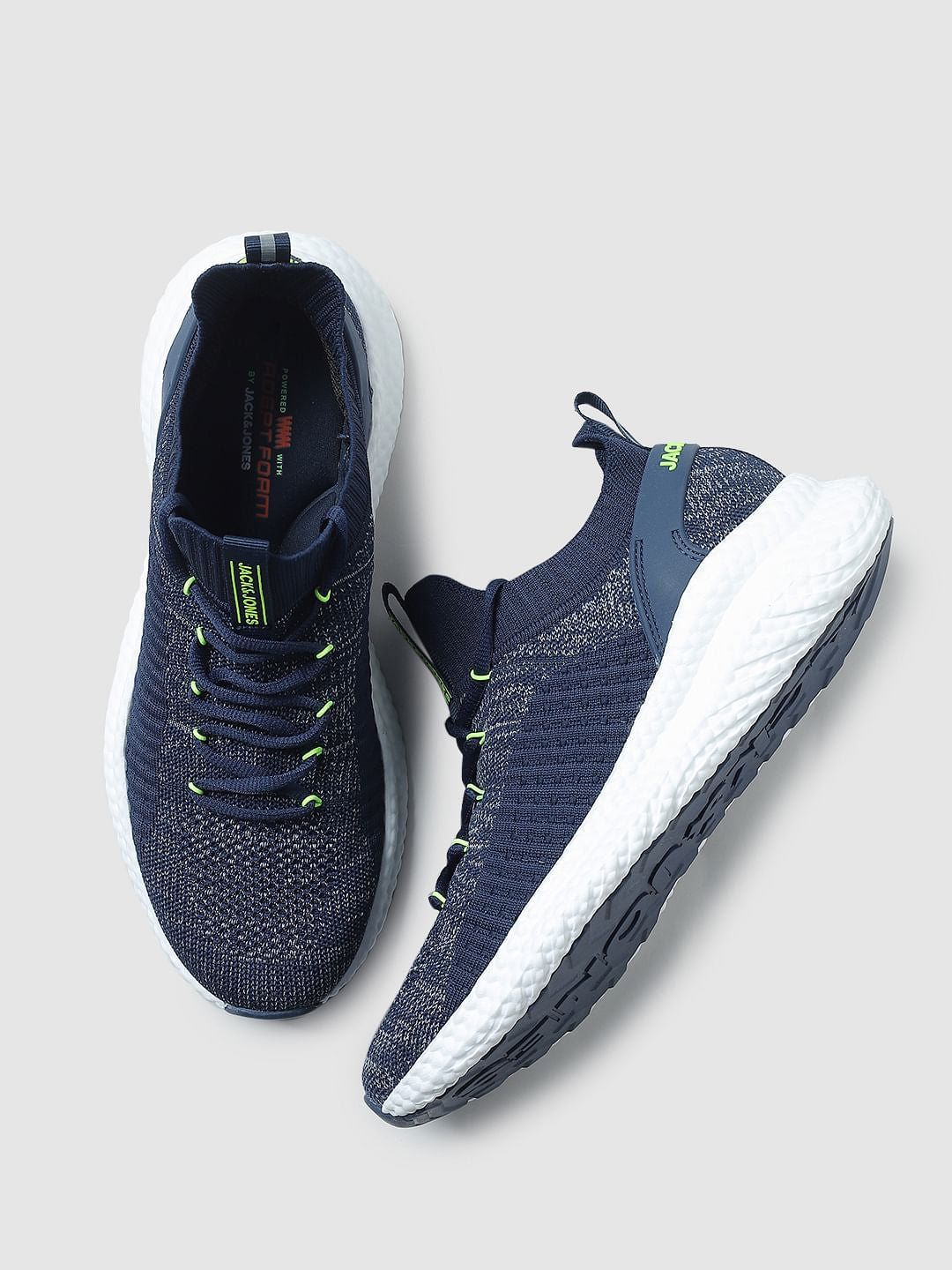 Blue Mesh Detail Lace-Up Sneakers