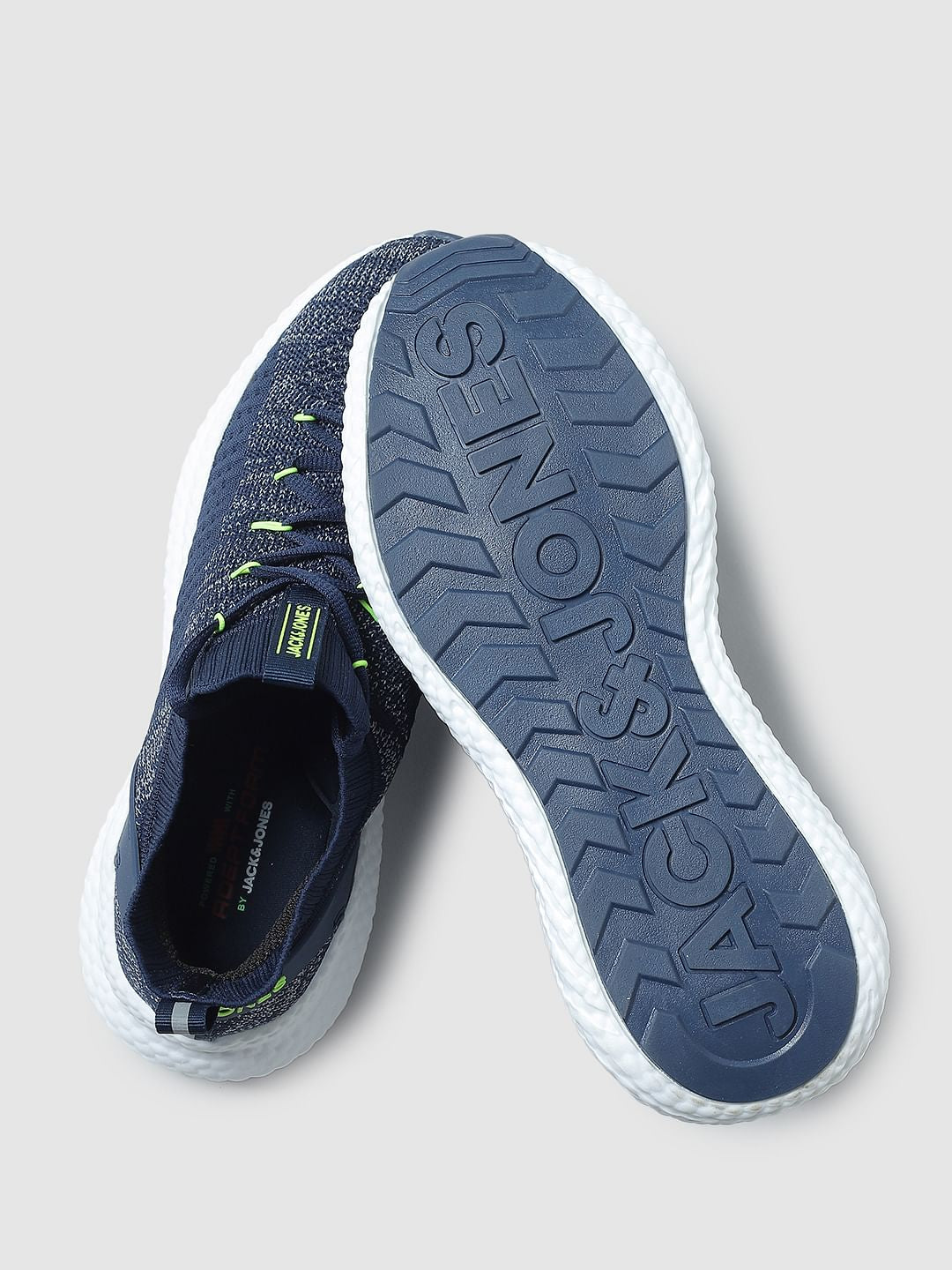 Blue Mesh Detail Lace-Up Sneakers