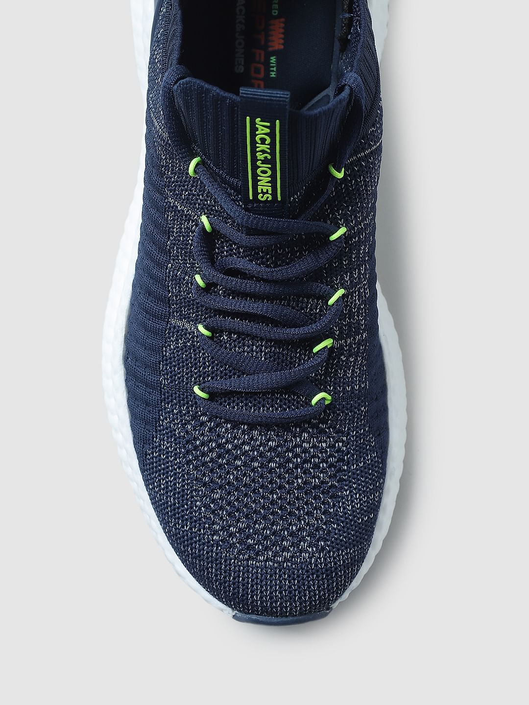 Blue Mesh Detail Lace-Up Sneakers