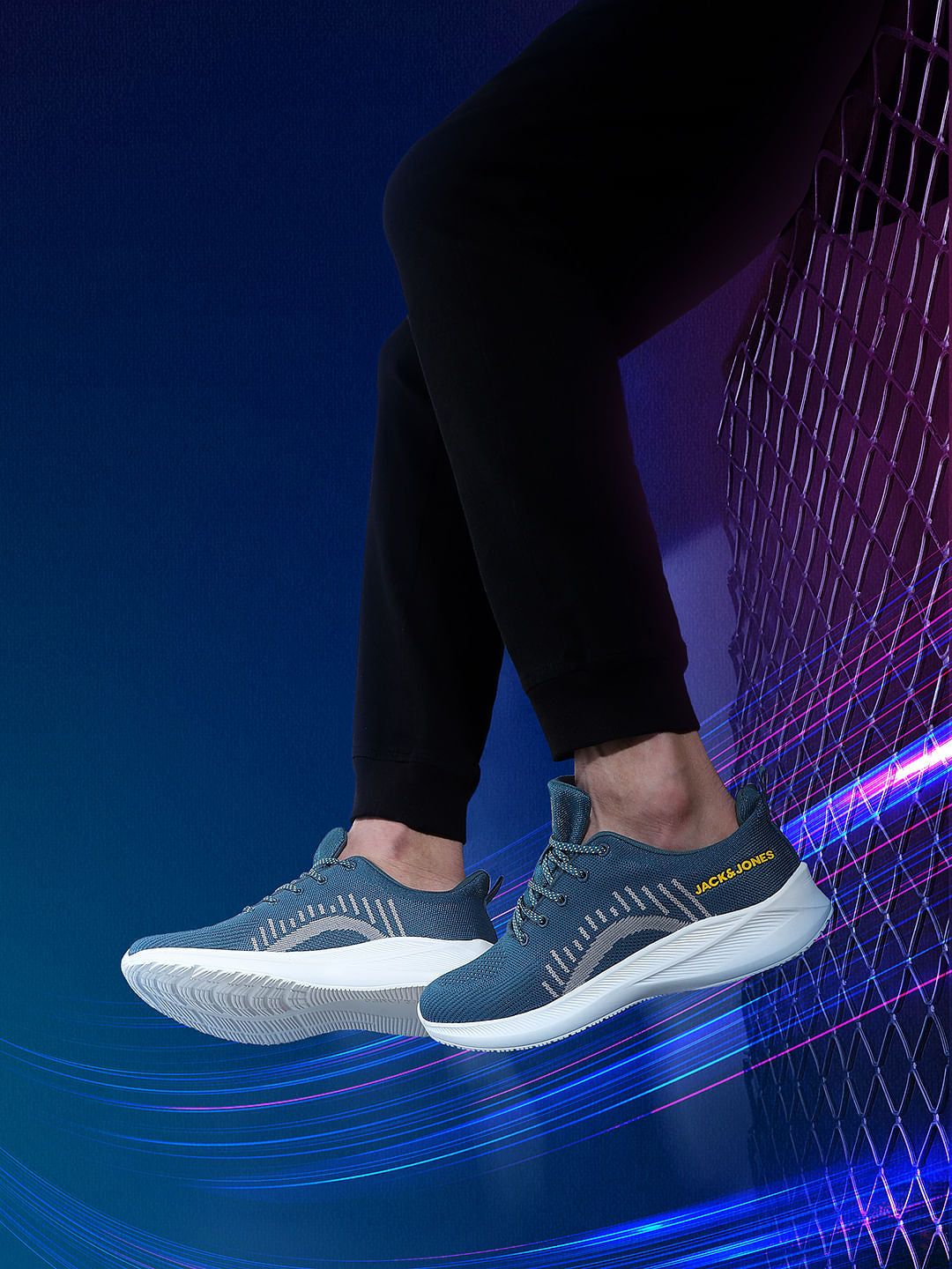 Dark Blue Logo Print Sneakers