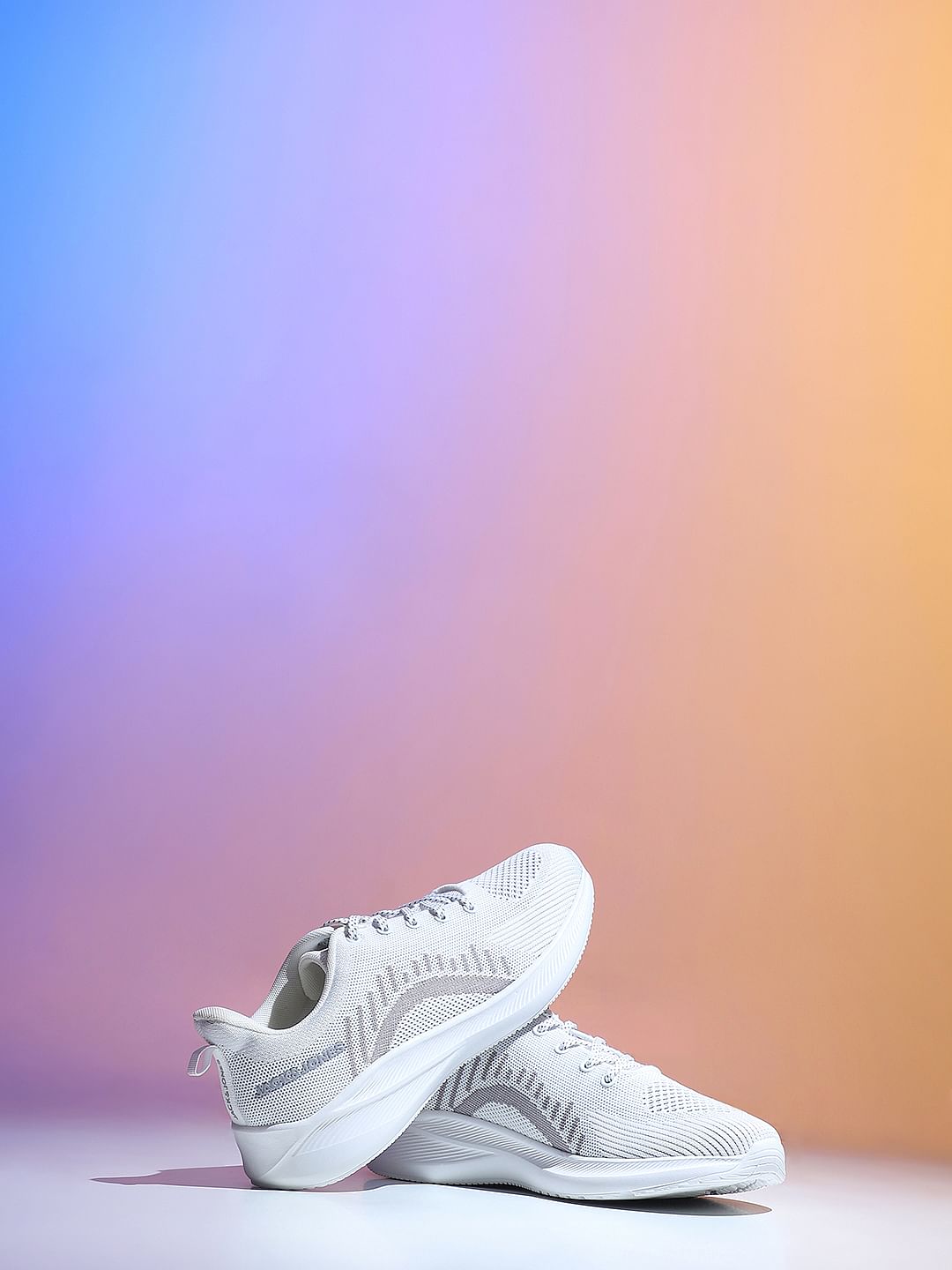 White Logo Print Sneakers