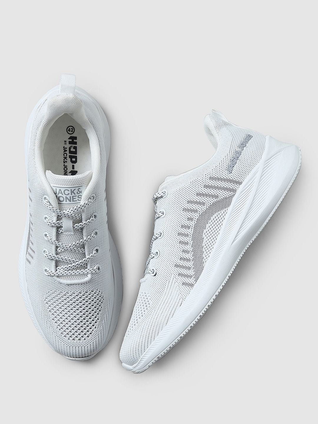 White Logo Print Sneakers