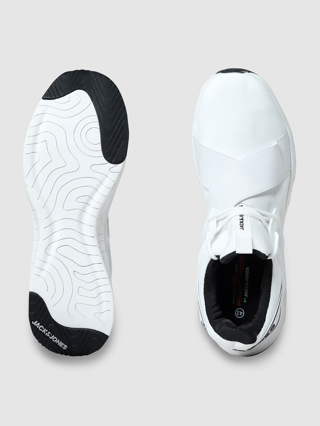 White Flex Sole Knitted Sneakers