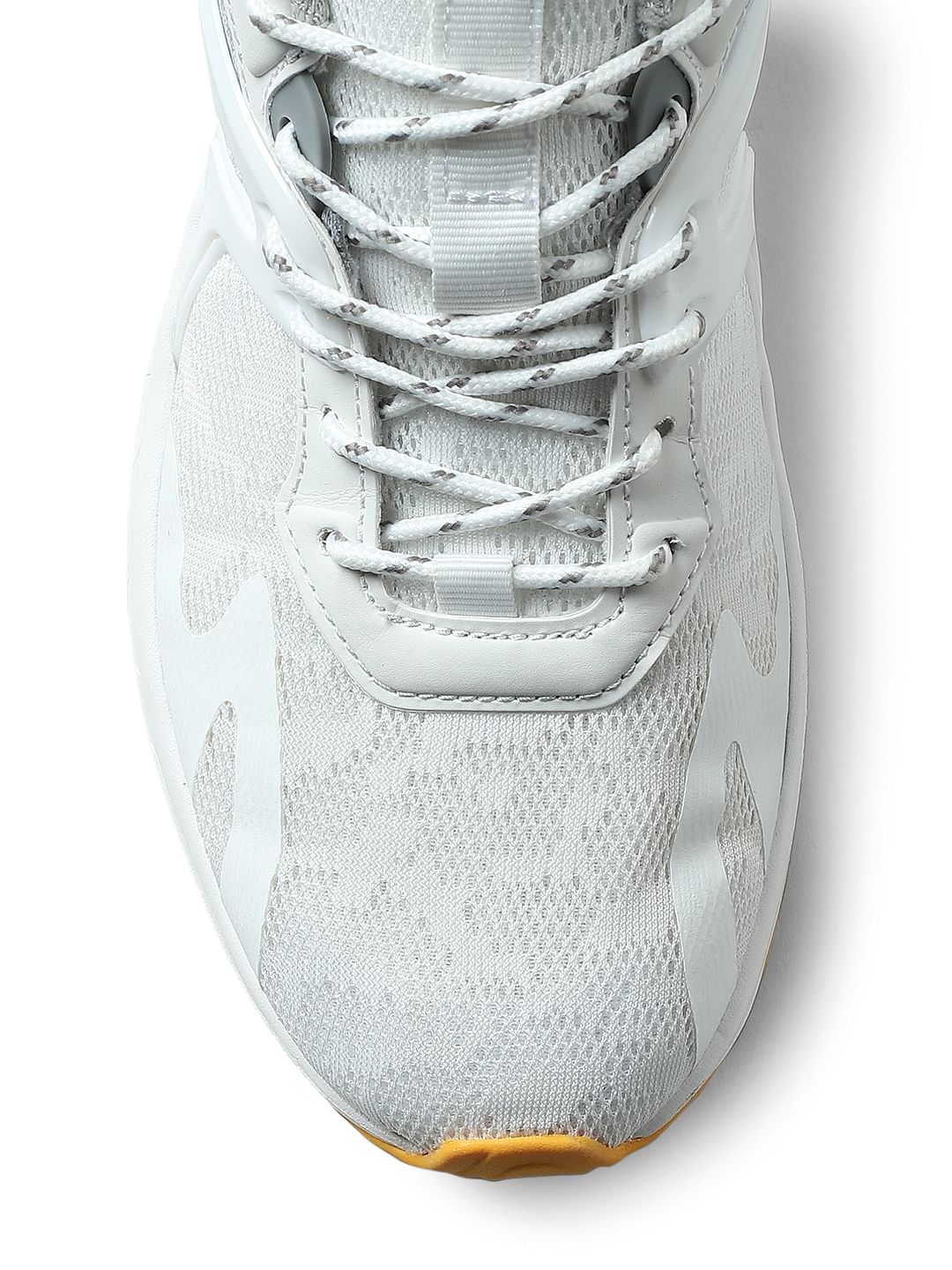 White Mid-Top Lace-Up Sneakers
