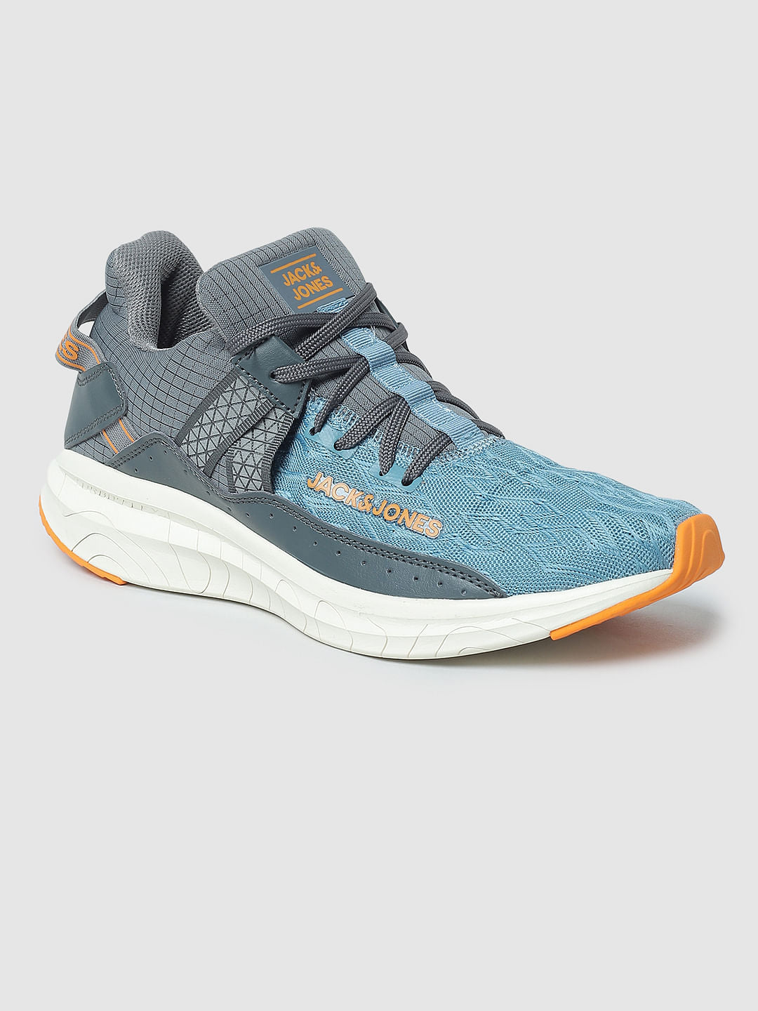 Blue Colourblocked Lace-Up Sneakers