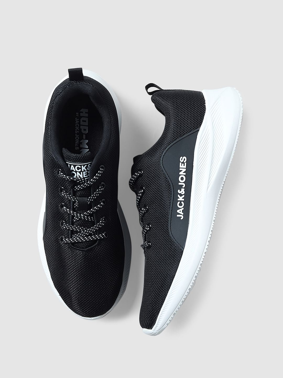 Black Lace-Up Mesh Sneakers