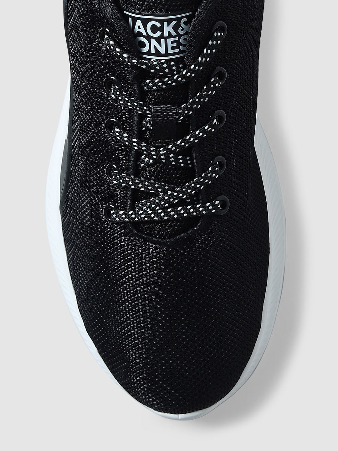 Black Lace-Up Mesh Sneakers