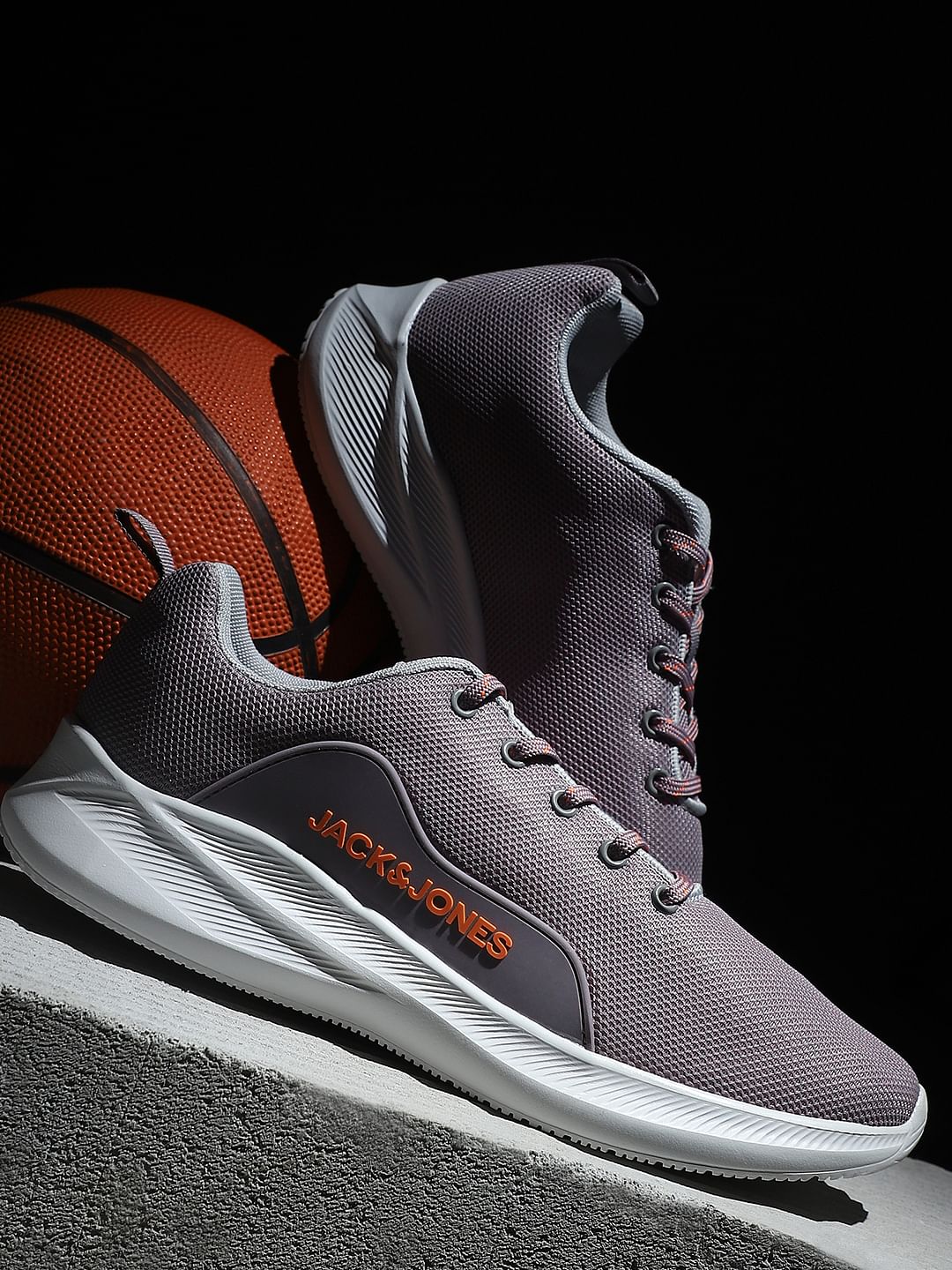 Grey Lace-Up Mesh Sneakers