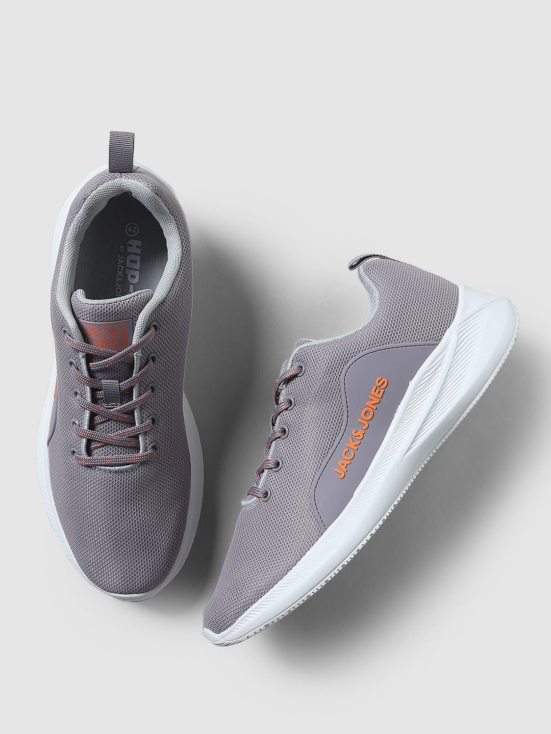 Grey Lace-Up Mesh Sneakers