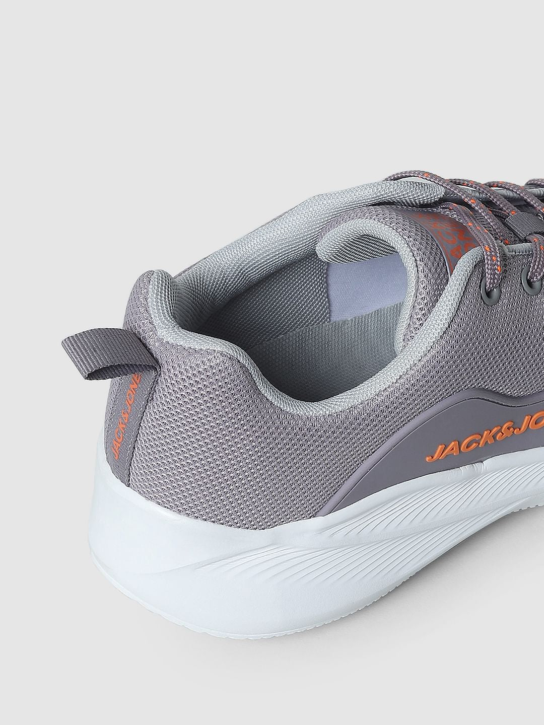 Grey Lace-Up Mesh Sneakers