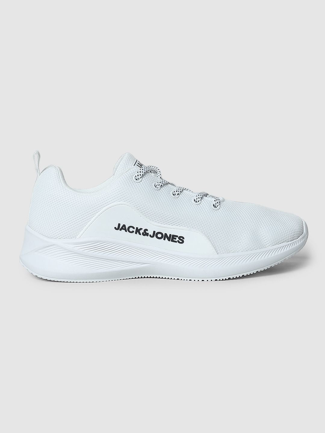 White Lace-Up Mesh Sneakers