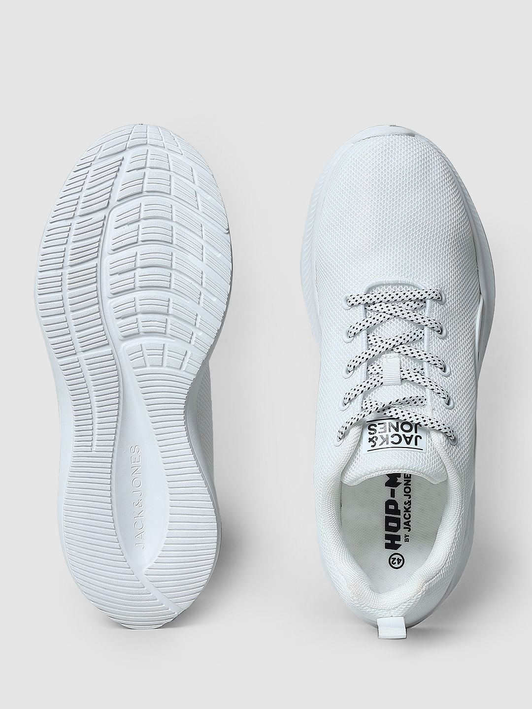 White Lace-Up Mesh Sneakers