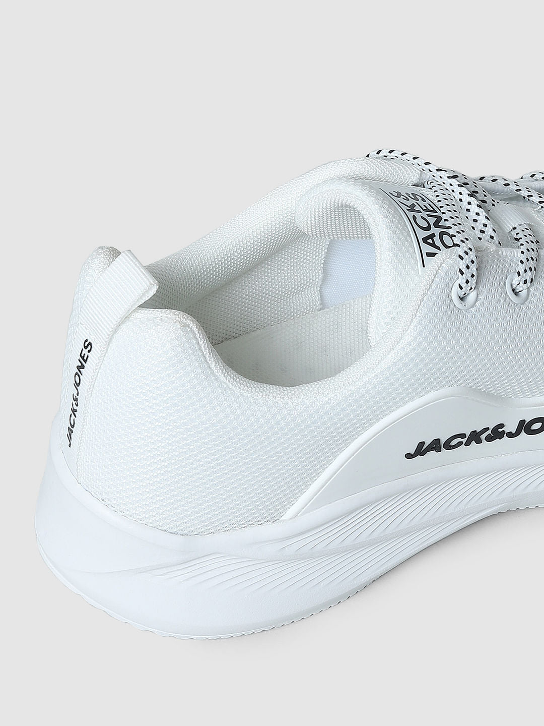 White Lace-Up Mesh Sneakers