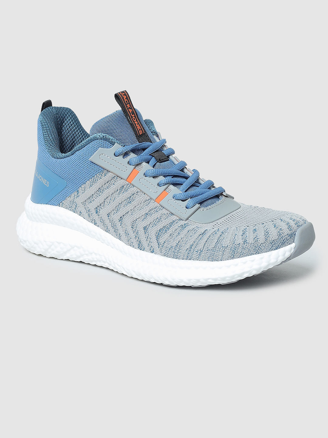 Light Blue Mesh Detail Lace-Up Sneakers