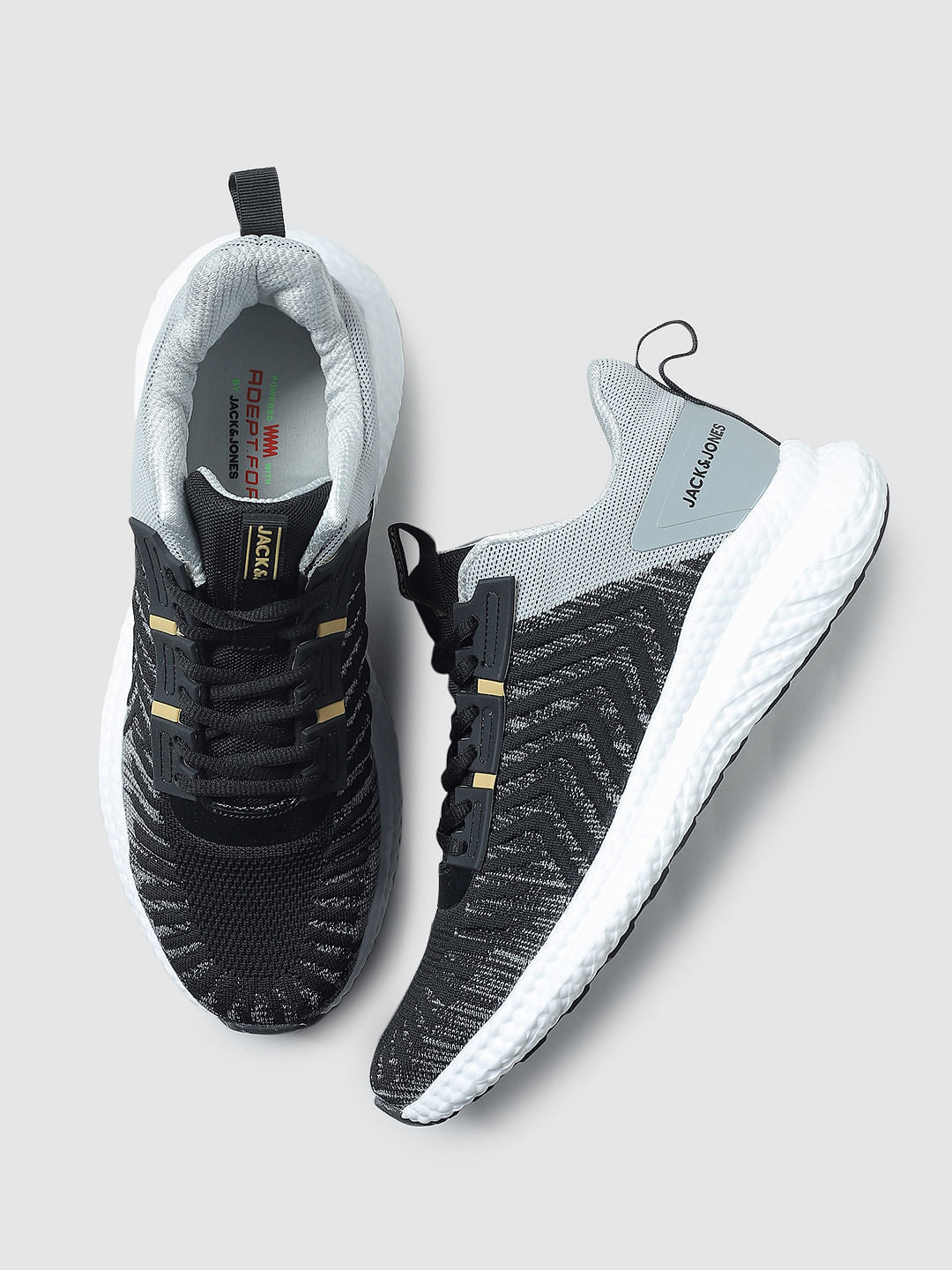 Black Mesh Detail Lace-Up Sneakers