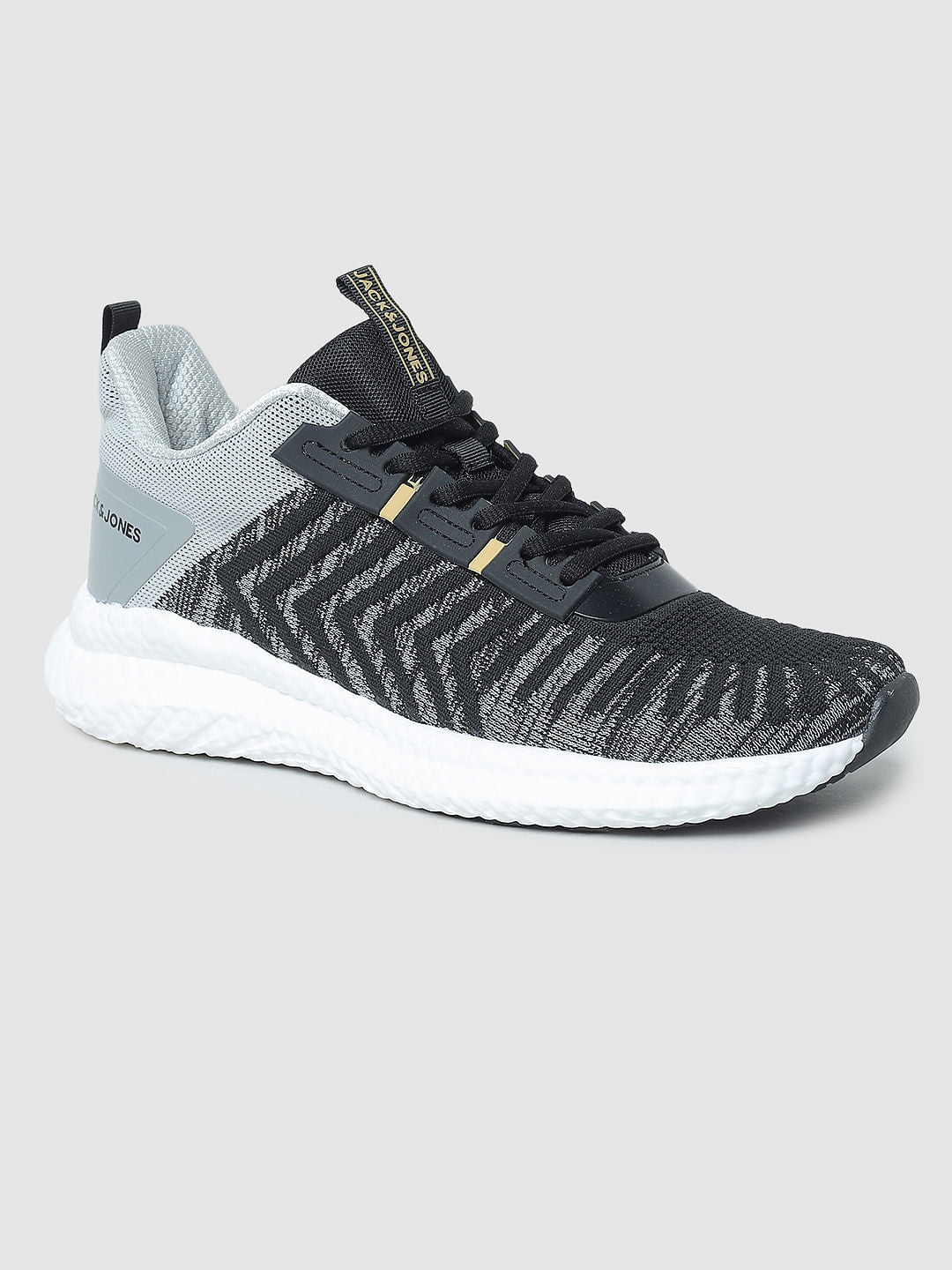 Black Mesh Detail Lace-Up Sneakers