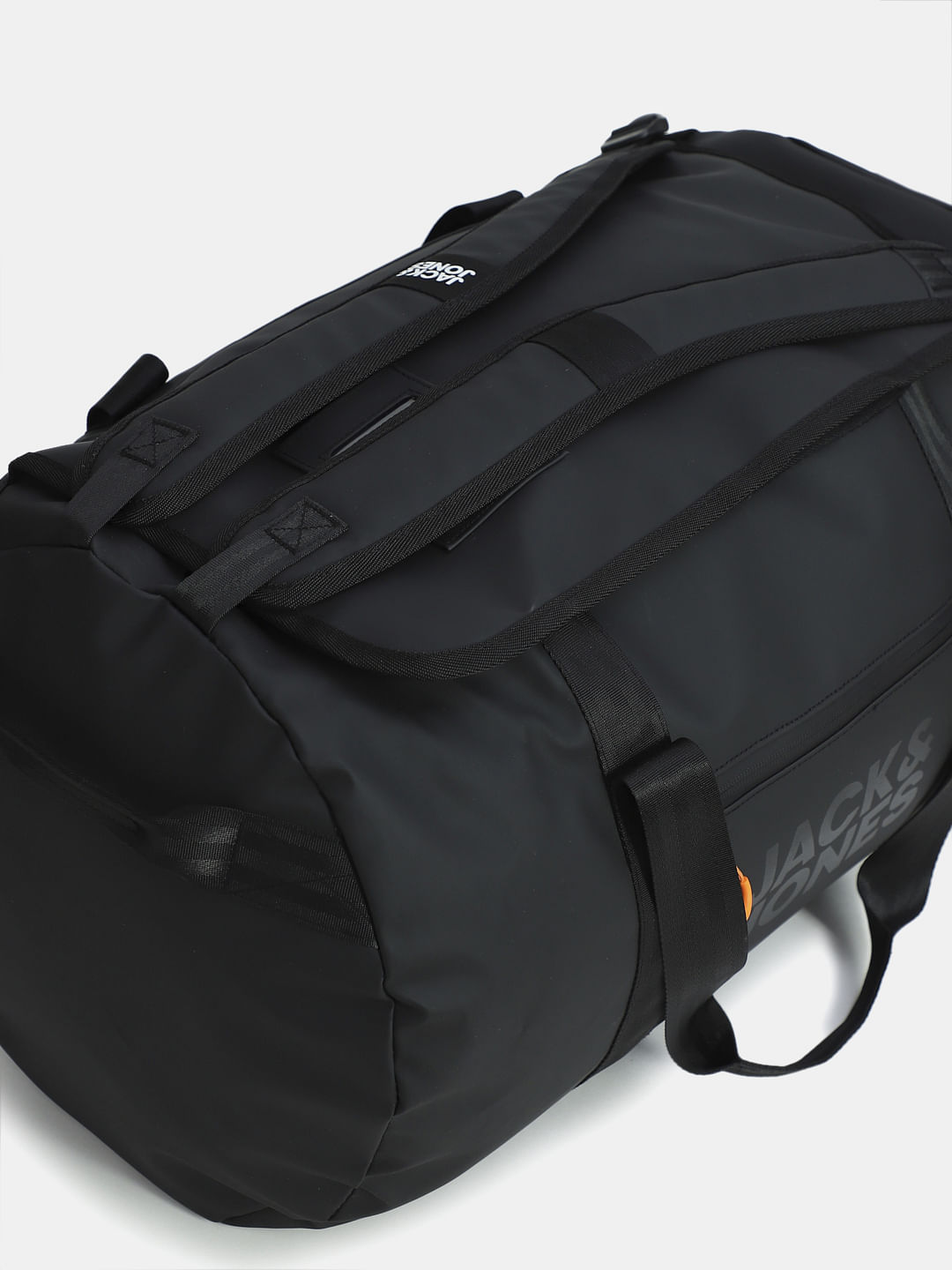 Black Logo Print Duffle Bag