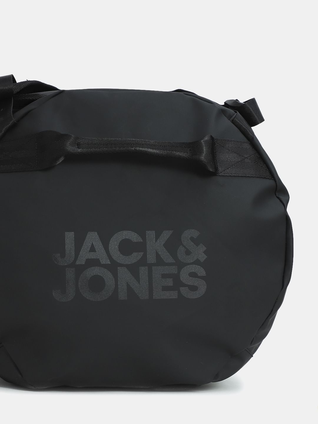 Black Logo Print Duffle Bag